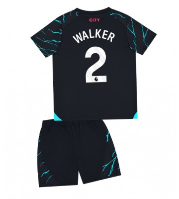 Manchester City Kyle Walker #2 Koszulka Trzecich Dziecięca 2023-24 Krótki Rękaw (+ Krótkie spodenki)